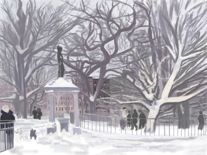 Snowstorm in Tompkins Square by Lauren Edmond
