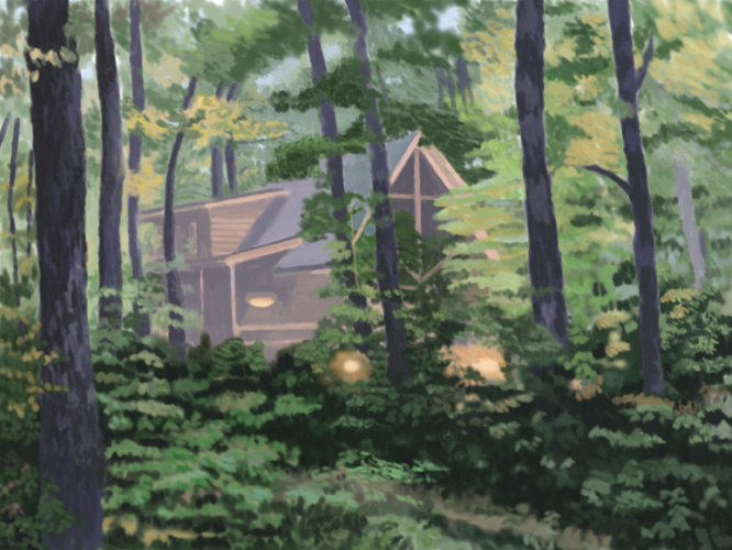 Veronica's cabin, frontview by Lauren Edmond